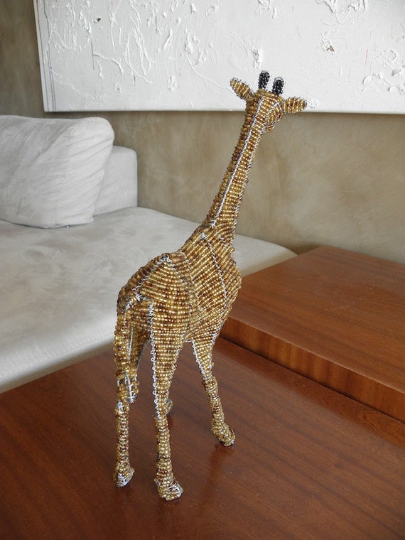 African Beaded Wire Animal Sculpture - GIRAFFE MEDIUM - Natural - Etsy