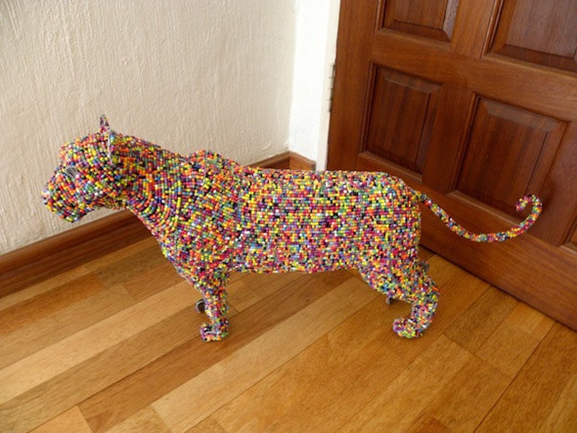 African Beaded Wire Animal Sculpture LEOPARD MEDIUM | Etsy