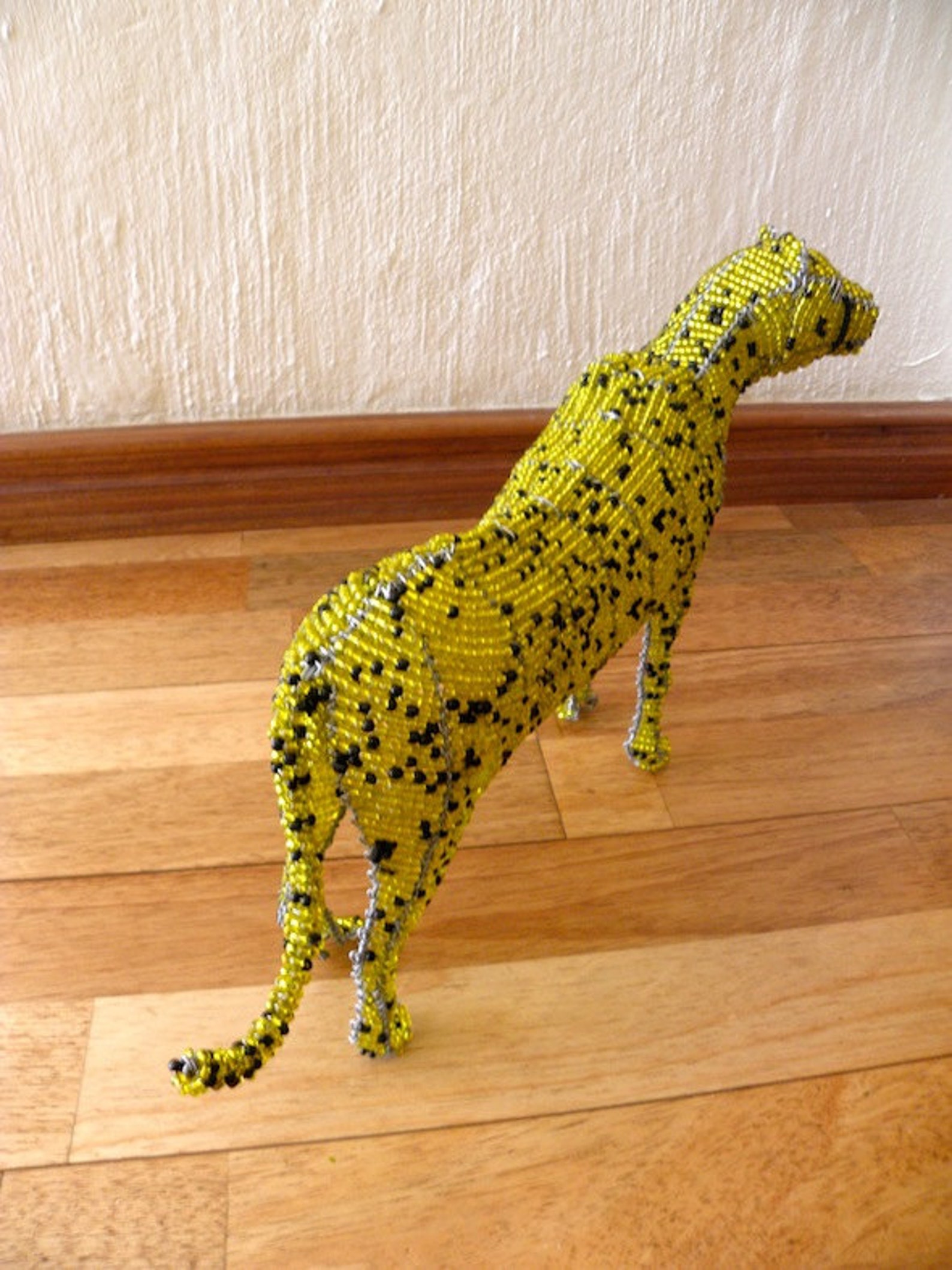 African Beaded Wire Animal Sculpture CHEETAH Medium | Etsy