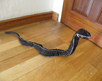 アフリカのビーズワイヤー動物彫刻 - ヘビ - ブラックマンバ - Etsy 日本