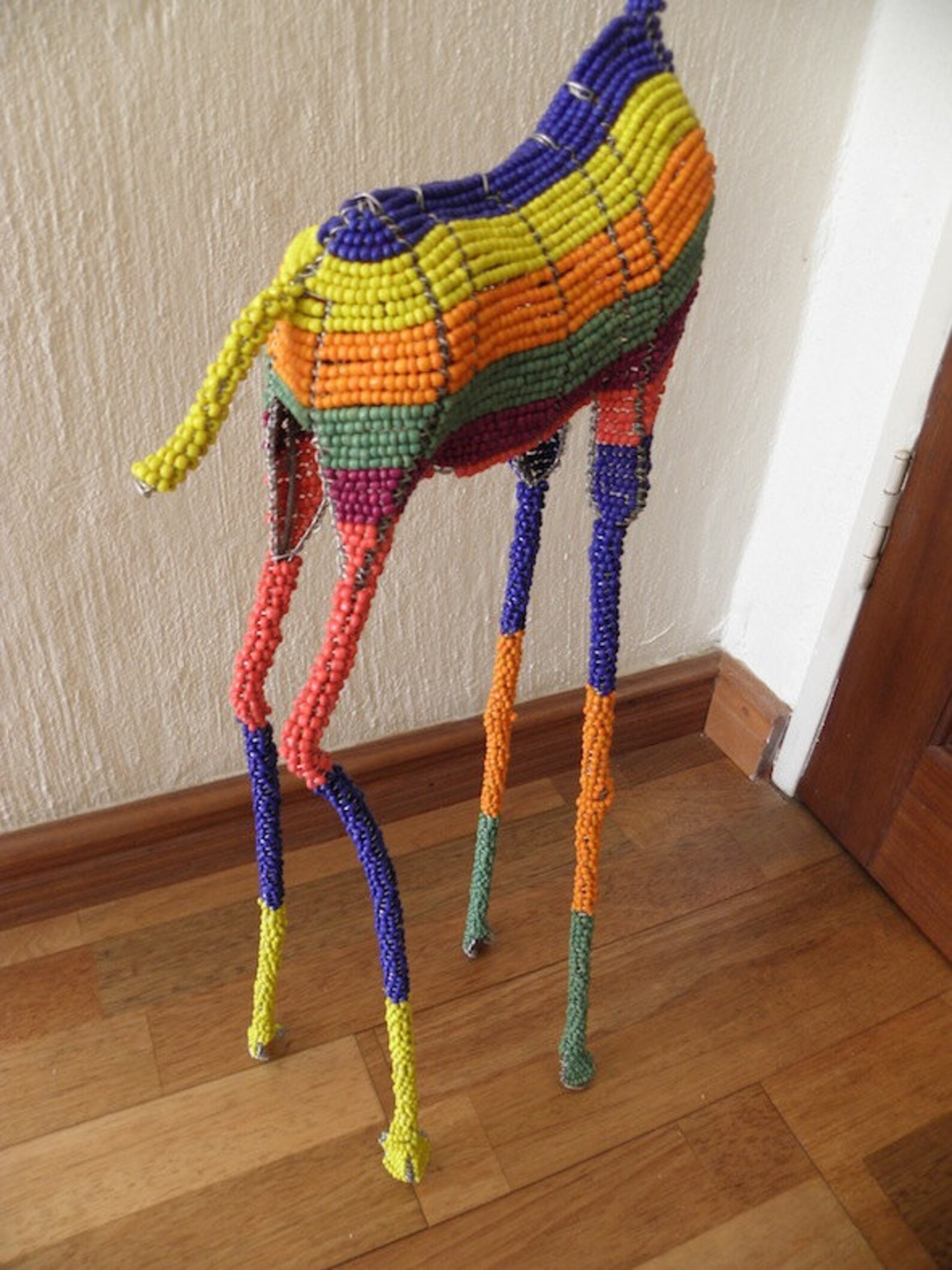 African Beaded Wire Animal Sculpture GIRAFFE LARGE Rainbow Etsy