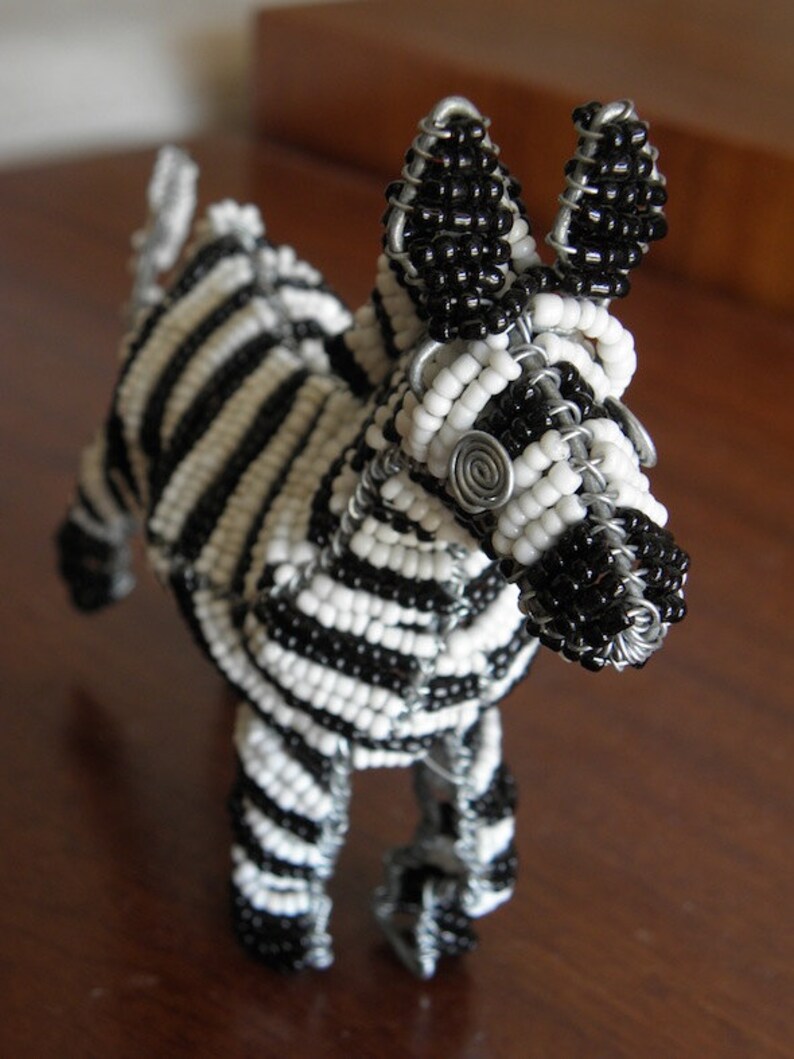 African Beaded Wire Animal Sculpture ZEBRA SMALL White and Etsy