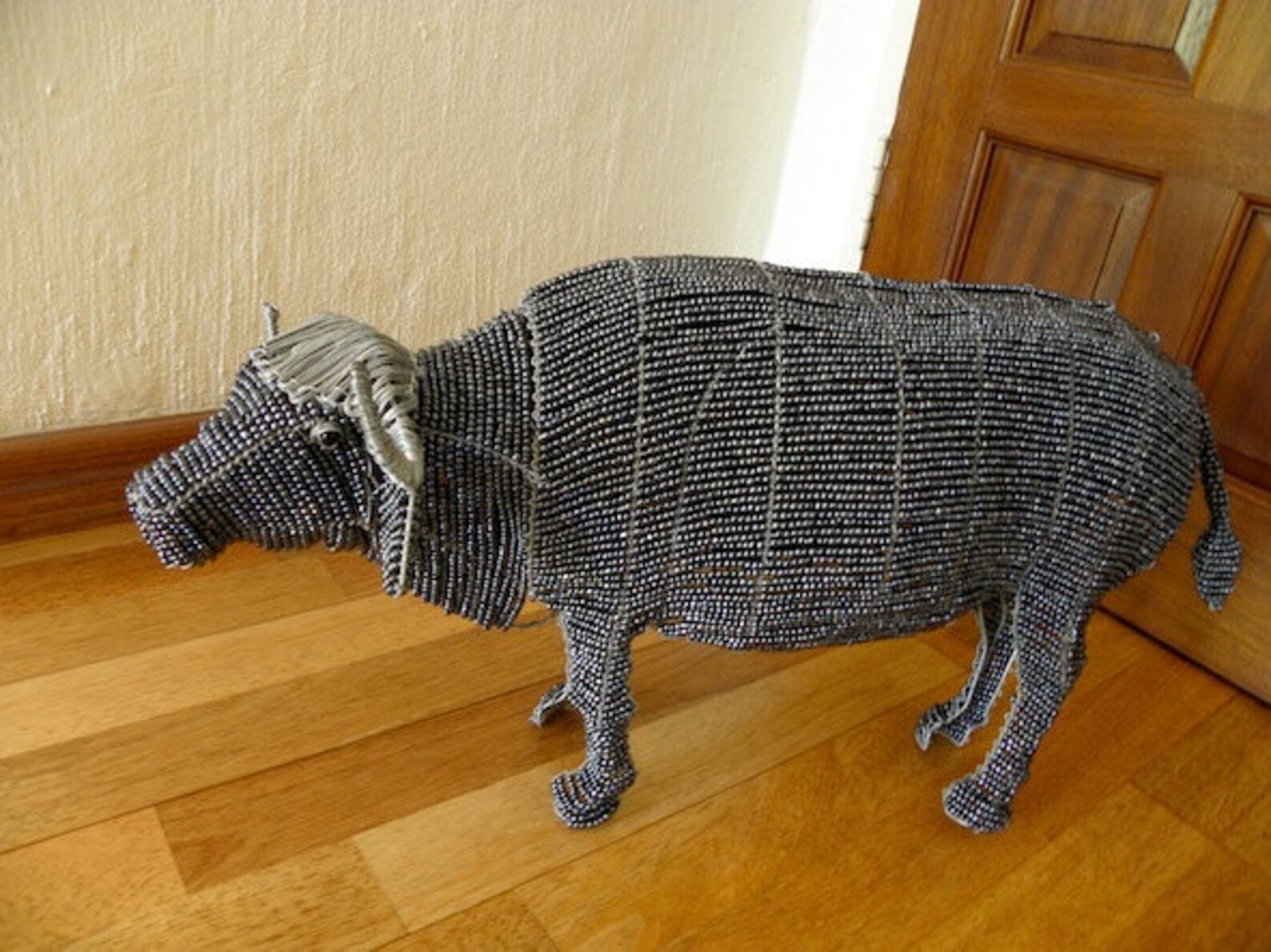 African Beaded Wire Animal Sculpture BUFFALO LARGE Gray Etsy