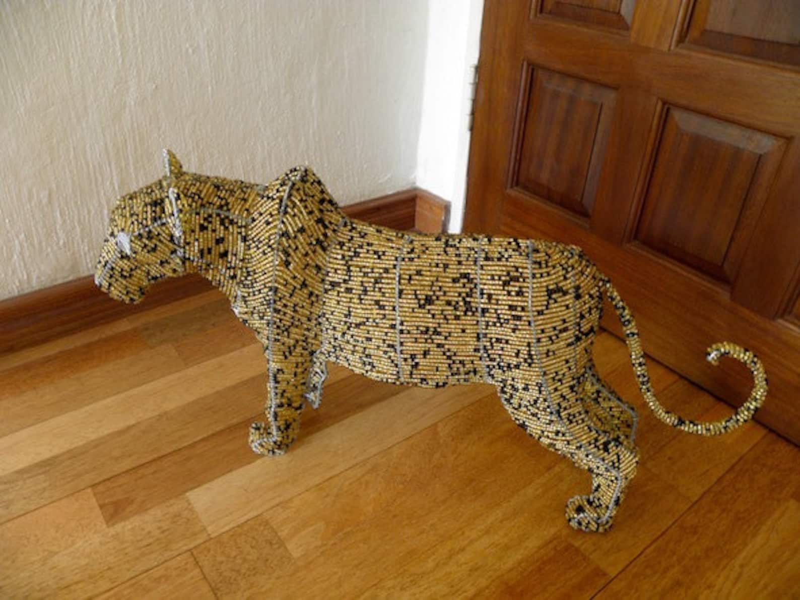 African Beaded Wire Animal Sculpture LEOPARD MEDIUM - Etsy