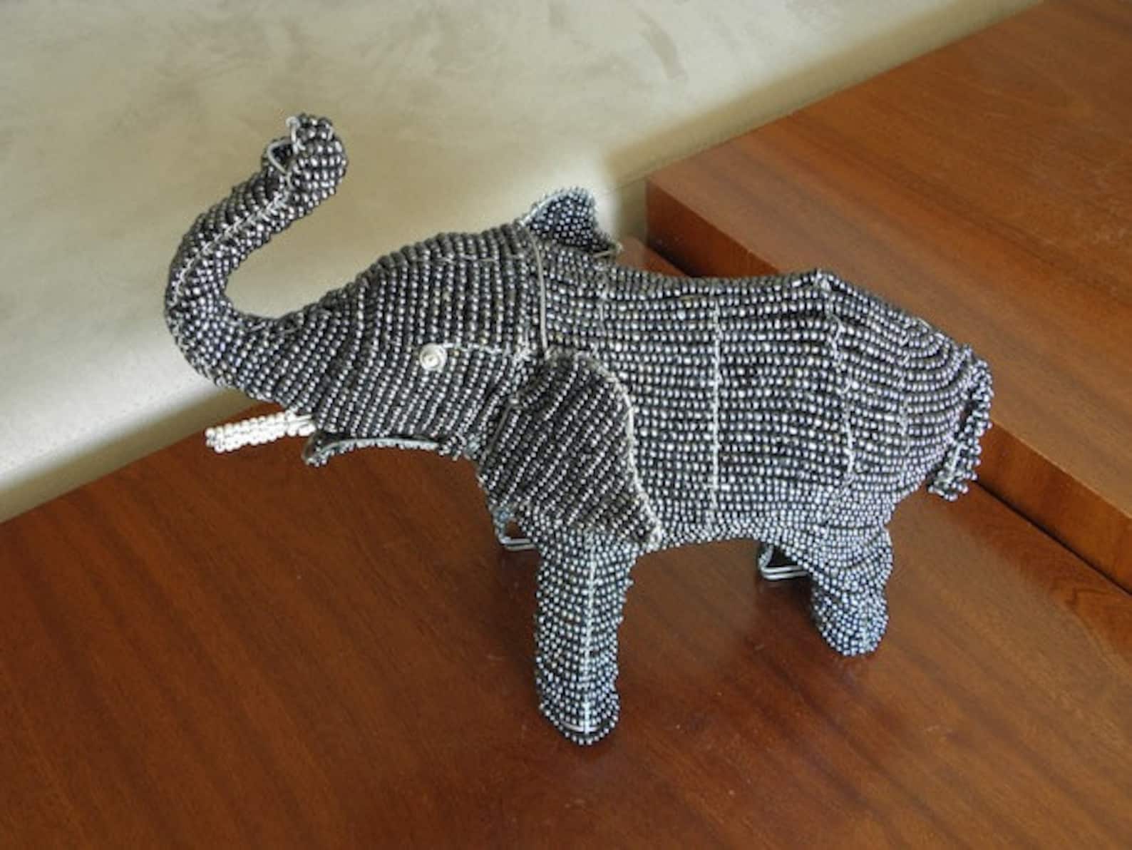 African Beaded Wire Animal Sculpture ELEPHANT MEDIUM SMALL Etsy