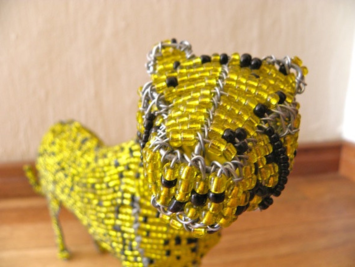 African Beaded Wire Animal Sculpture CHEETAH Medium | Etsy