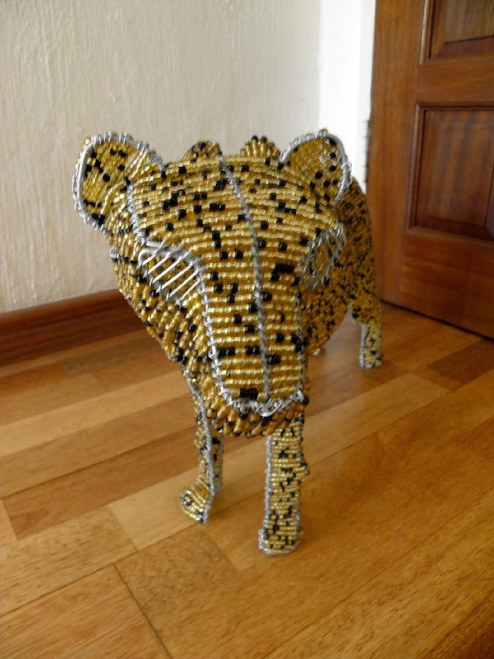African Beaded Wire Animal Sculpture LEOPARD MEDIUM | Etsy