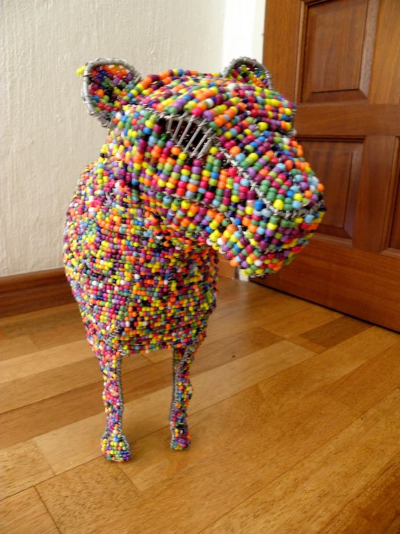 African Beaded Wire Animal Sculpture LEOPARD MEDIUM Etsy