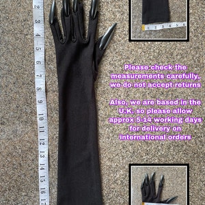 Extreme statement gothic MATTE BLACK nails performance drag singer elbow length bridal gloves, cosplay costume sexy gloves, party outfit image 4