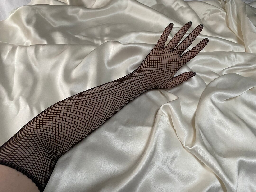 BLACK Gloves Drag Performance Singer Opera Length Statement Gloves, Stocking Gloves