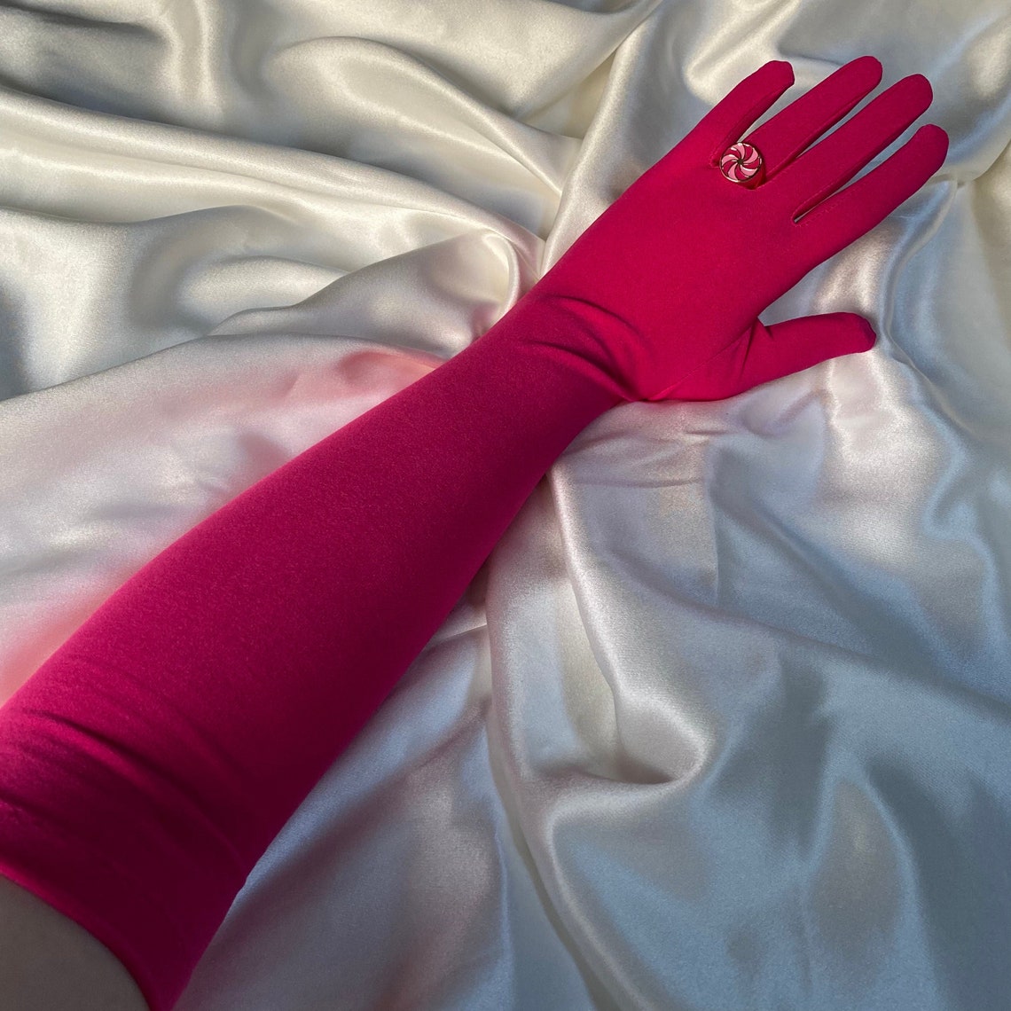 Hot Pink Matte Smooth Soft Long Gloves Opera Length Elbow Etsy