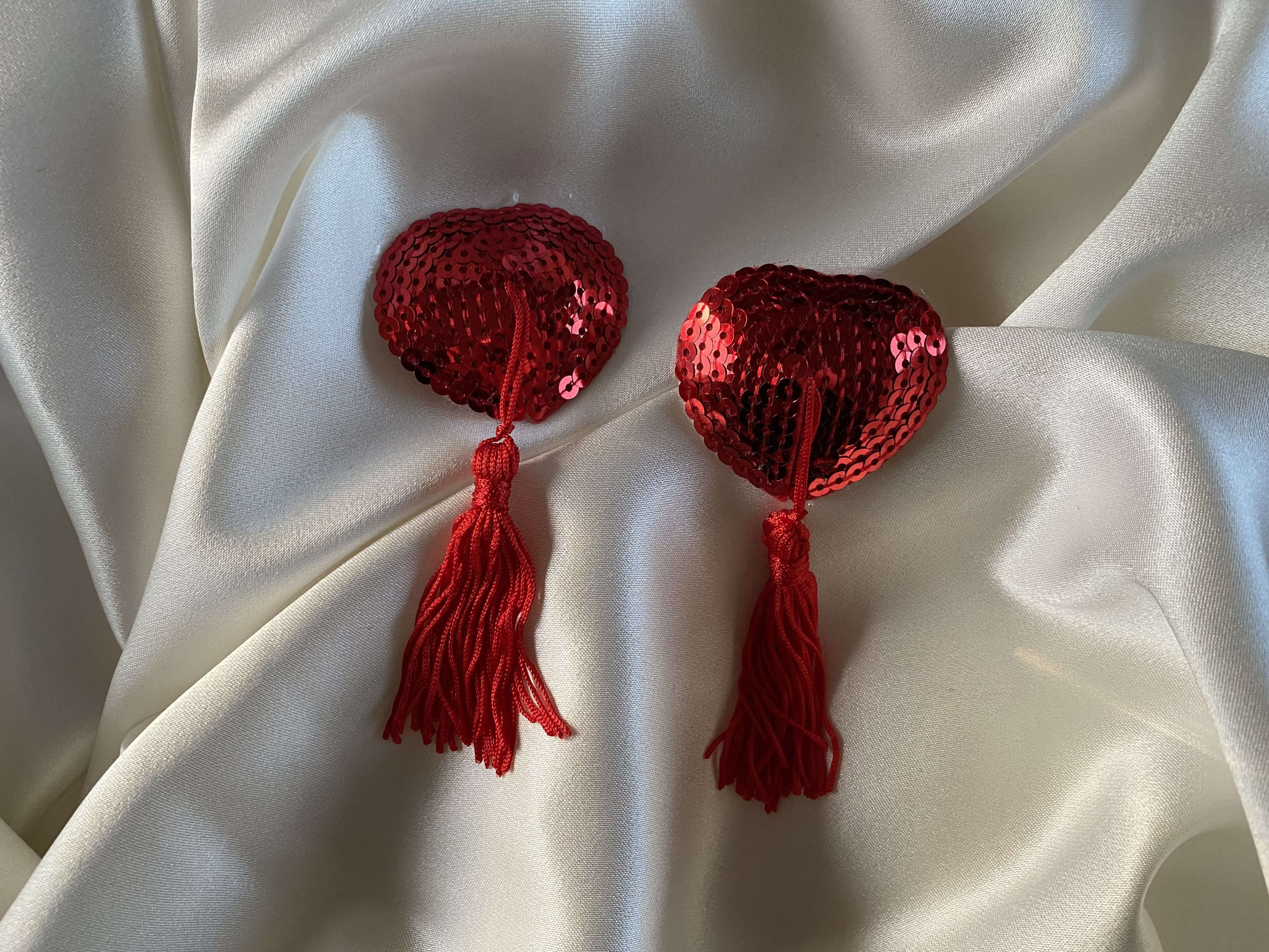 Red Heart Nipple Tassels - Holographic