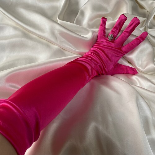 BABY LIGHT PINK Gloves Long Opera Length Elbow Shiny Satin Etsy