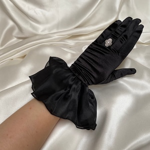 Gants courts en satin à volants en résille IVOIRE DÉCLARATION pour événement de mariage à froufrous, costume de performance de danse, costume burlesque drag cosplay image 9