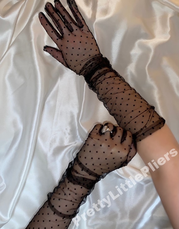 DIAMANTÉ FISHNET Gloves Drag Performance Singer Opera Length Statement  Gloves, Stocking Gloves, Cosplay Costume Sexy Gloves, Party Outfit 