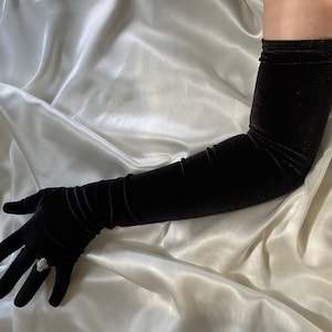 BLACK velvet gloves very long opera length bridal gloves, long bridal gloves, cosplay costume sexy  gloves, hen party outfit hen do wedding