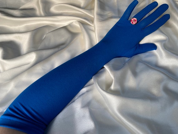 Pest vredig Bakken Blauwe mat gladde zachte lange handschoenen opera lengte - Etsy België