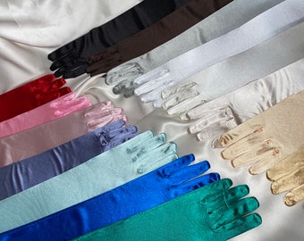 Viele Farben Handschuhe lange Oper Länge Ellenbogen glänzend Satin seidig Hochzeit Henne Do Braut Cosplay Anzieh-Handschuh Braut Tanz ziehen Leistung