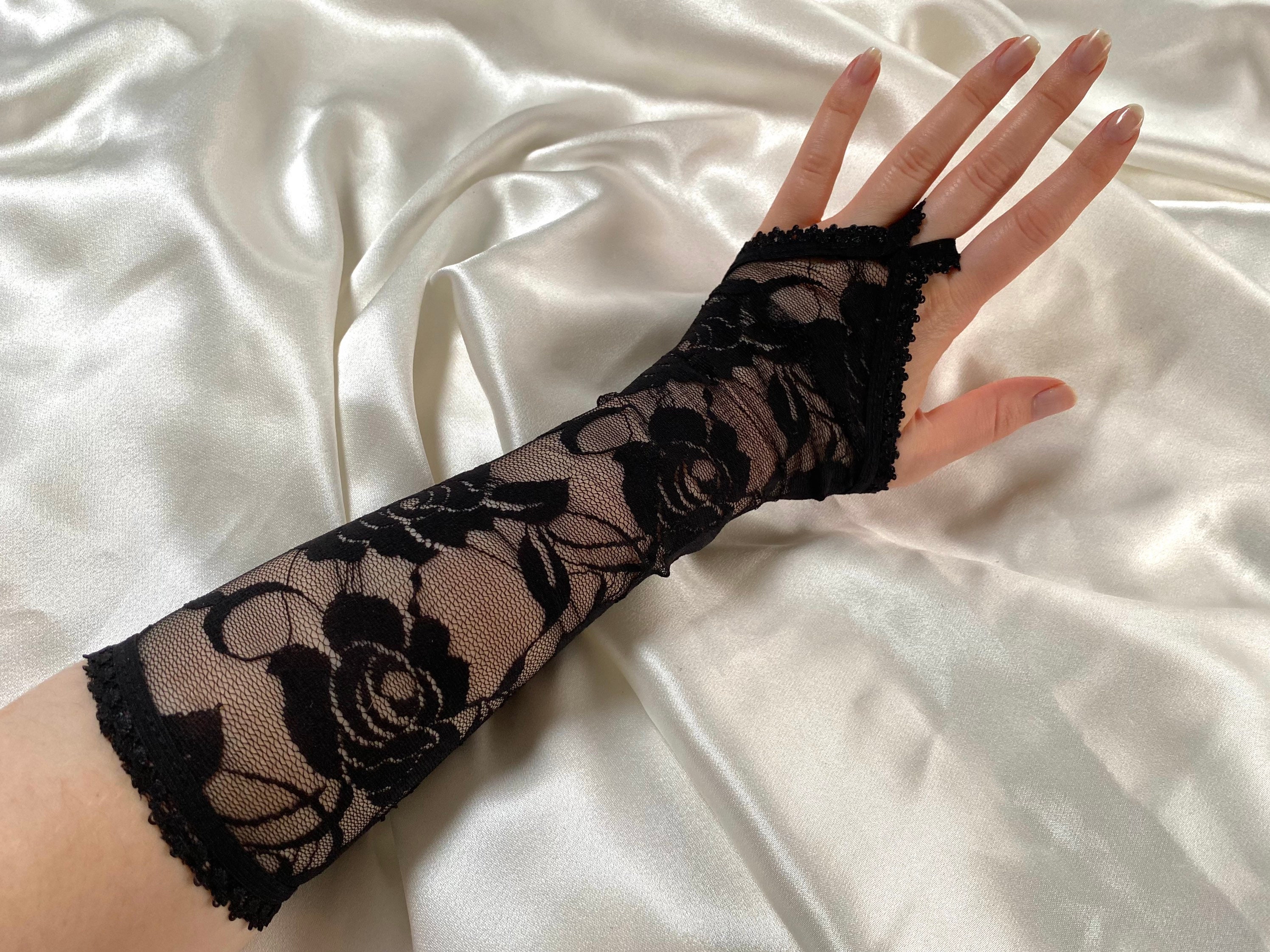 PIQIUQIU Guanti Lunghi Nero Guanti Da Sera Guanti Da Opera Guanti Neri A Goito 21" Per Ragazze