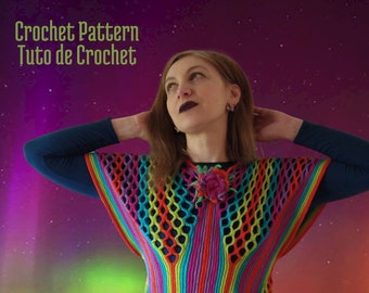 TUTORIEL DE CROCHET: Top Multicolore Crocheté avec Fleur Feutrée pour Femme