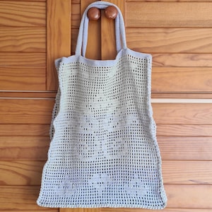 Crochet Pattern: summer filet crochet tote bag, shopper, market bag, grocery or beach bag