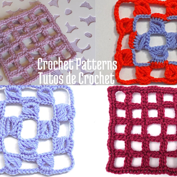 2 TUTORIELS DE CROCHET: Pack incluant 2 tutos de Carrés Granny au Crochet pour Création de Couvertures etc