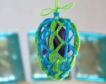 CROCHET PATTERN for Crocheted Easter Egg with flower for Decor