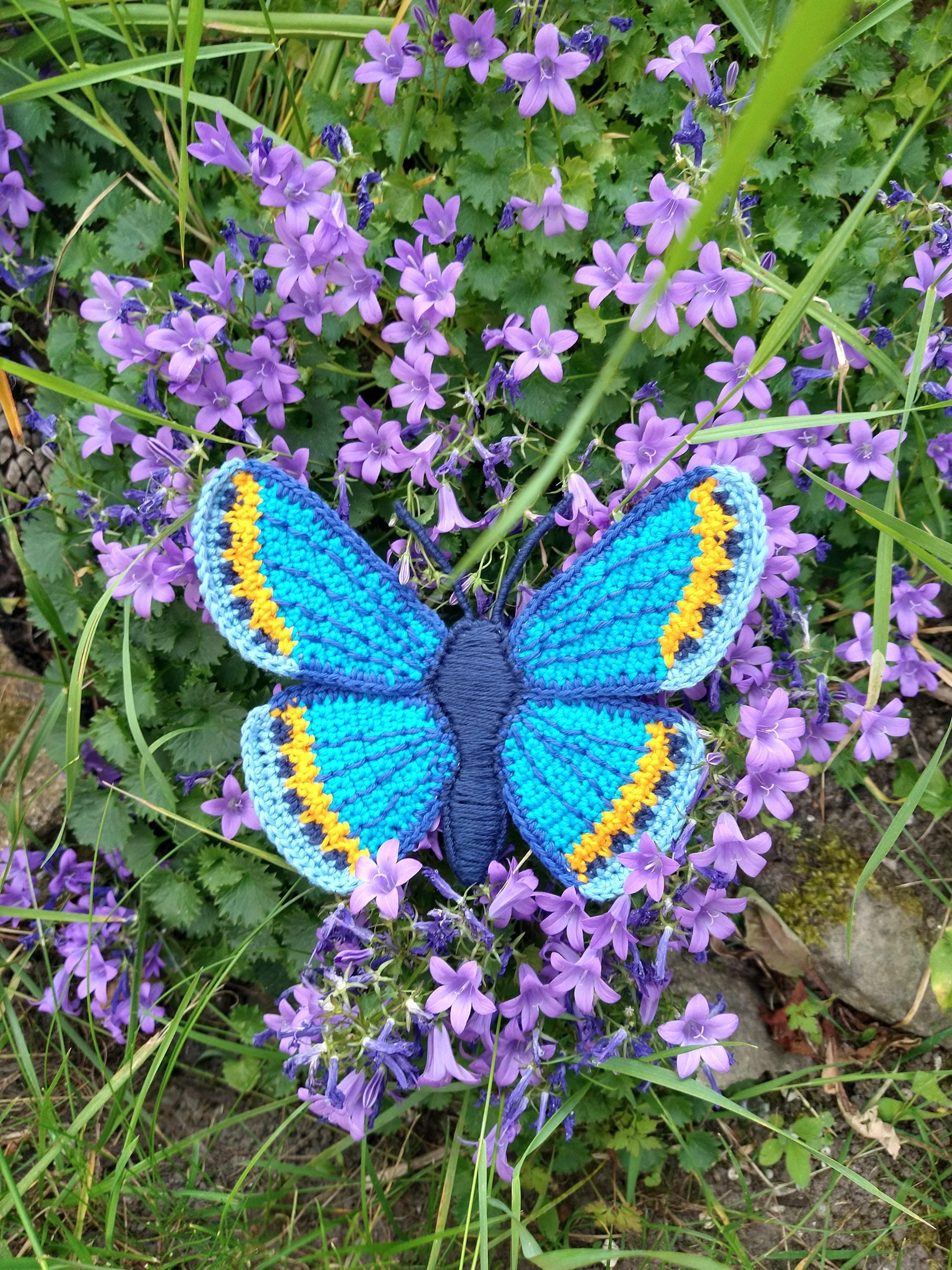 トップス Gucci wool LS knit blue flower butterfly Crochet Pattern – Realistic Karner Blue Butterfly | Sculptural