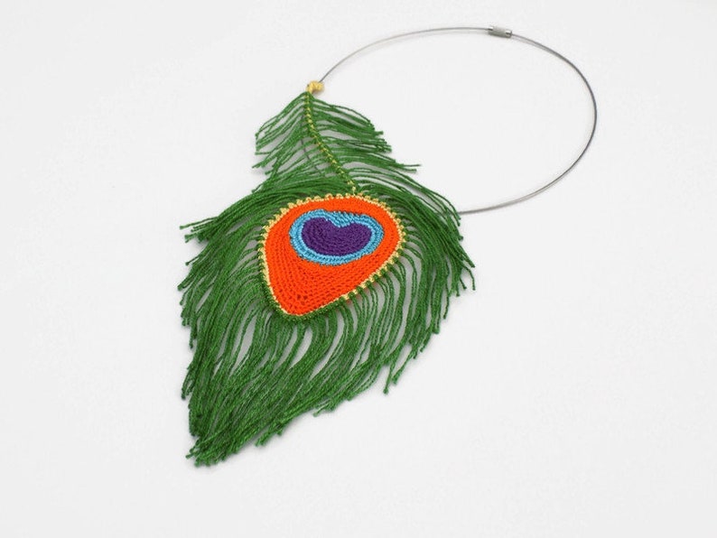 CROCHET PATTERN Crochet Peacock Feather Necklace for Women image 2