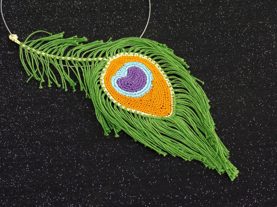 CROCHET PATTERN Crochet Peacock Feather Necklace for Women Etsy