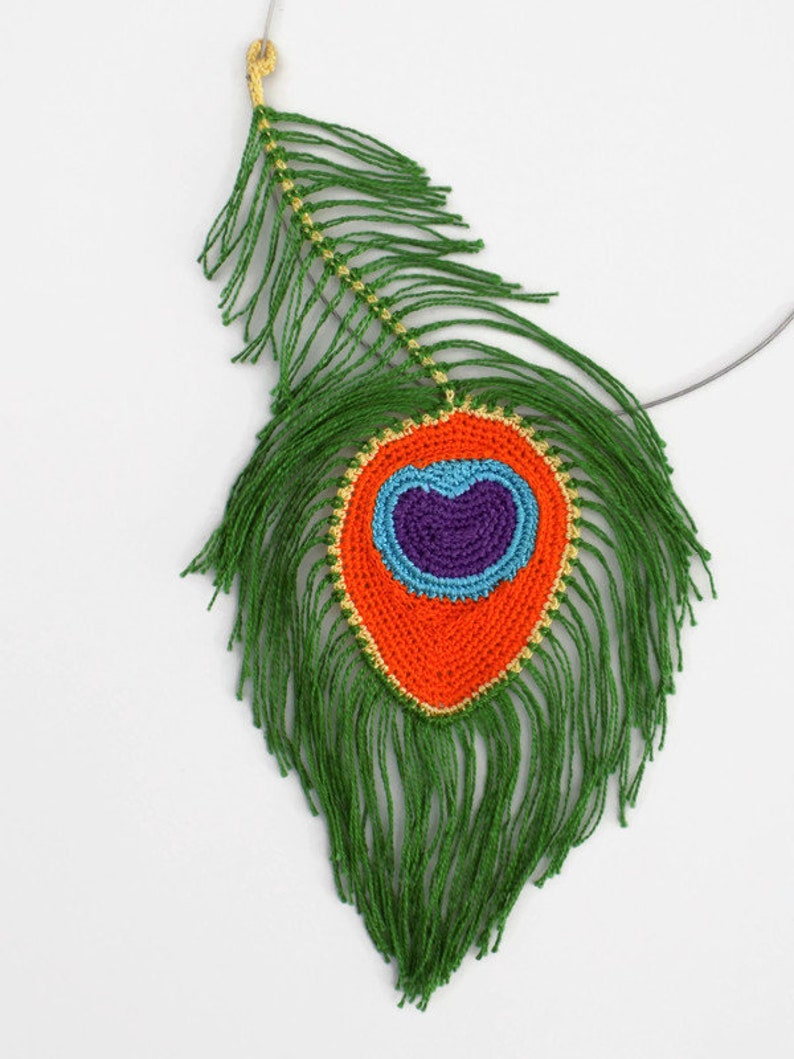 CROCHET PATTERN Crochet Peacock Feather Necklace for Women image 4