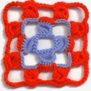 CROCHET PATTERN: Réversible Broomstick Crochet Granny Square, Motif for Blankets