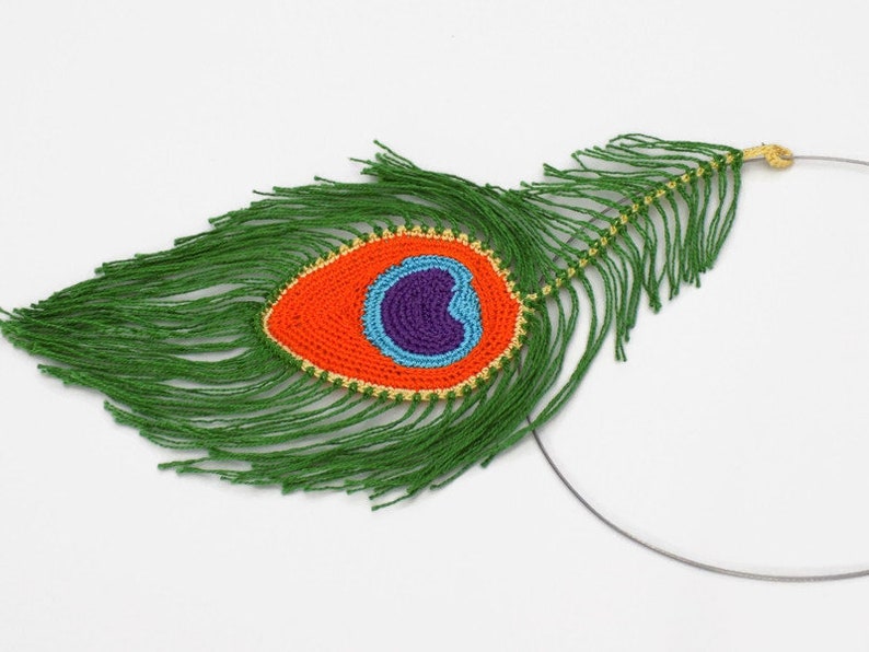 CROCHET PATTERN Crochet Peacock Feather Necklace for Women image 5