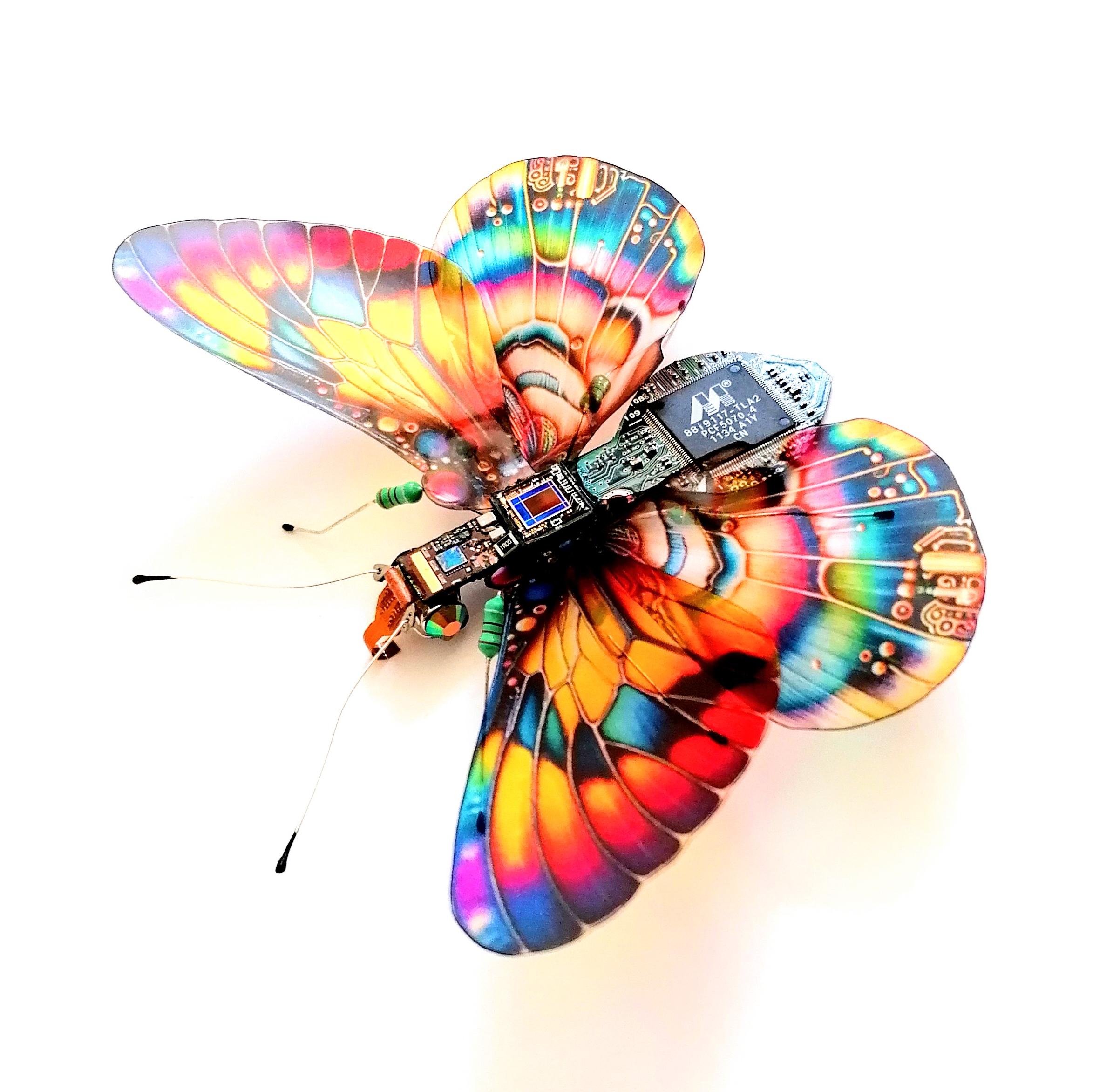 The Giant Cosmic Butterfly, Fantasy Circuit Board Insect by Julie