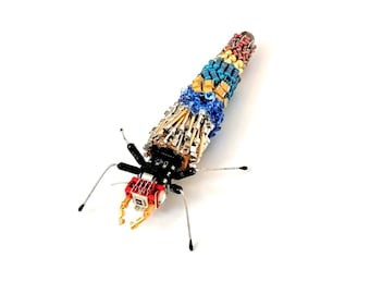 The Golden Embellished, Caddisfly Larva, Fantasy Insect by Julie Alice Chappell