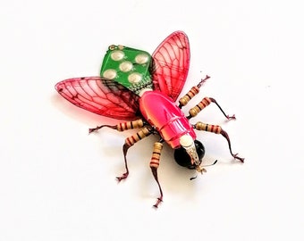 The Red Bottle Fly, Circuit Board Insect by Julie Alice Chappell