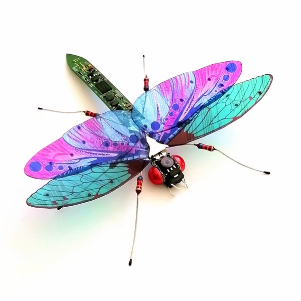 The Stunning Camera Lens Dragonfly, Circuit Board Insect by Julie Alice Chappell