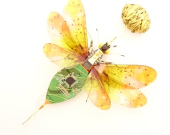 The Singer Stinger with her Golden Egg, Fantasy Circuit Board Insect