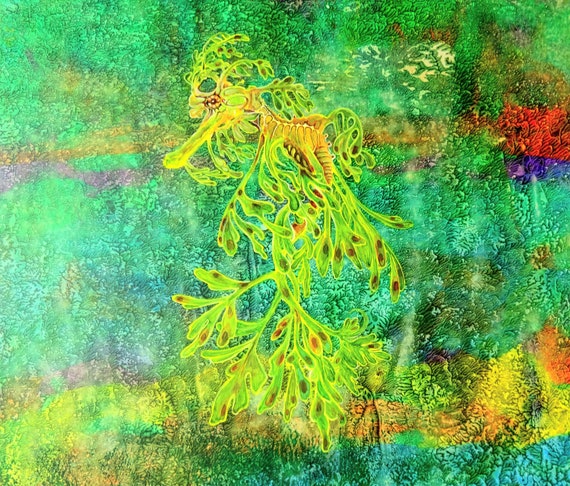 The Dancing Leafy Sea Dragon. Original painting in acrylic, Japanese water colours and Indian Ink
