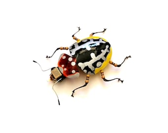 The Silver Spotted Tortoise Beetle, Hand Painted Insect Sculpture