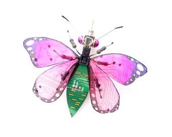 The Little Summer Meadow Butterfly, Fantasy Circuit Board Insect by Julie Alice Chappell