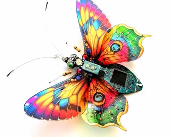 The Giant Vibrant Fantasy, Swallowtail Butterfly, Circuit Board Insect by Julie Alice Chappell