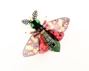 Little Tiger Moth, Circuit Board Insect by Julie Alice Chappell