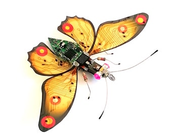 The Cheerful Yellow Butterfly, Fantasy Circuit Board Insect by Julie Alice Chappell