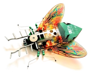 The Exo Skeleton Fly, Fantasy Circuit Board Insect by Julie Alice Chappell