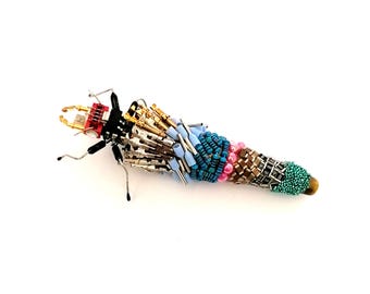The Caddisfly Larva, Fantasy Circuit Board Insect by Julie Alice Chappell.