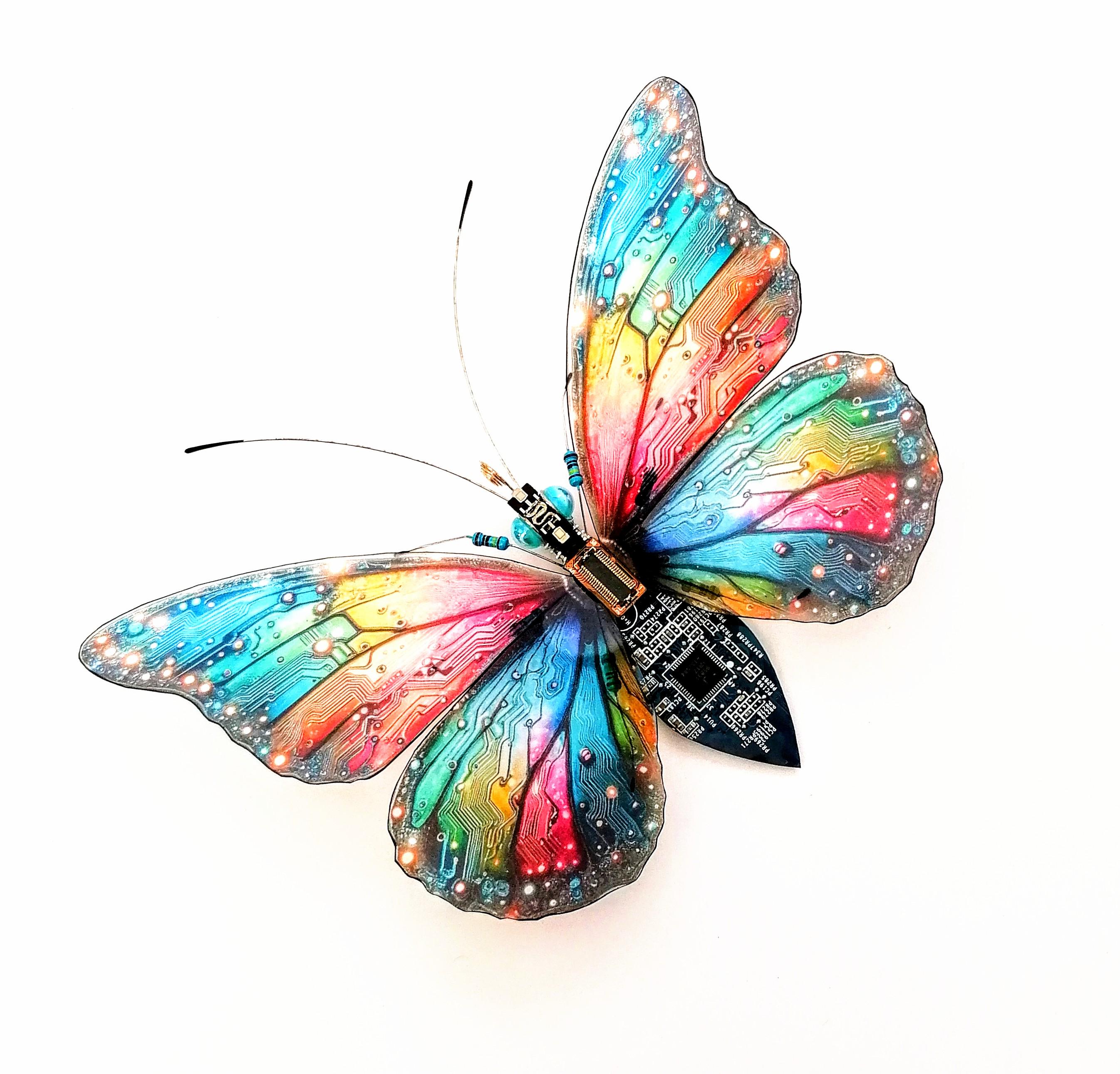 Electronic Butterflies – Skylab The Star Shine Butterfly, Fantasy Circuit Board Insect by Julie