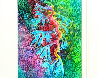 Leafy Sea Dragon Painting: Original Acrylic, Japanese Watercolours & Ink