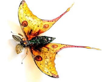 The Madagascan Comet Moth, Circuit Board Insect by Julie Alice Chappell