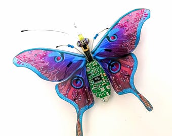 Little Clear Wing Butterfly, Fantasy Circuit Board Insect by